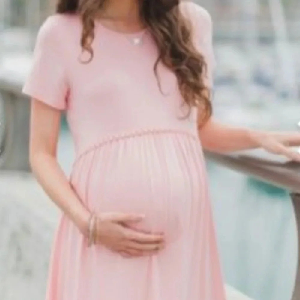 New* Pinkblush Crochet Trim Maternity Dress - Picture 4 of 10